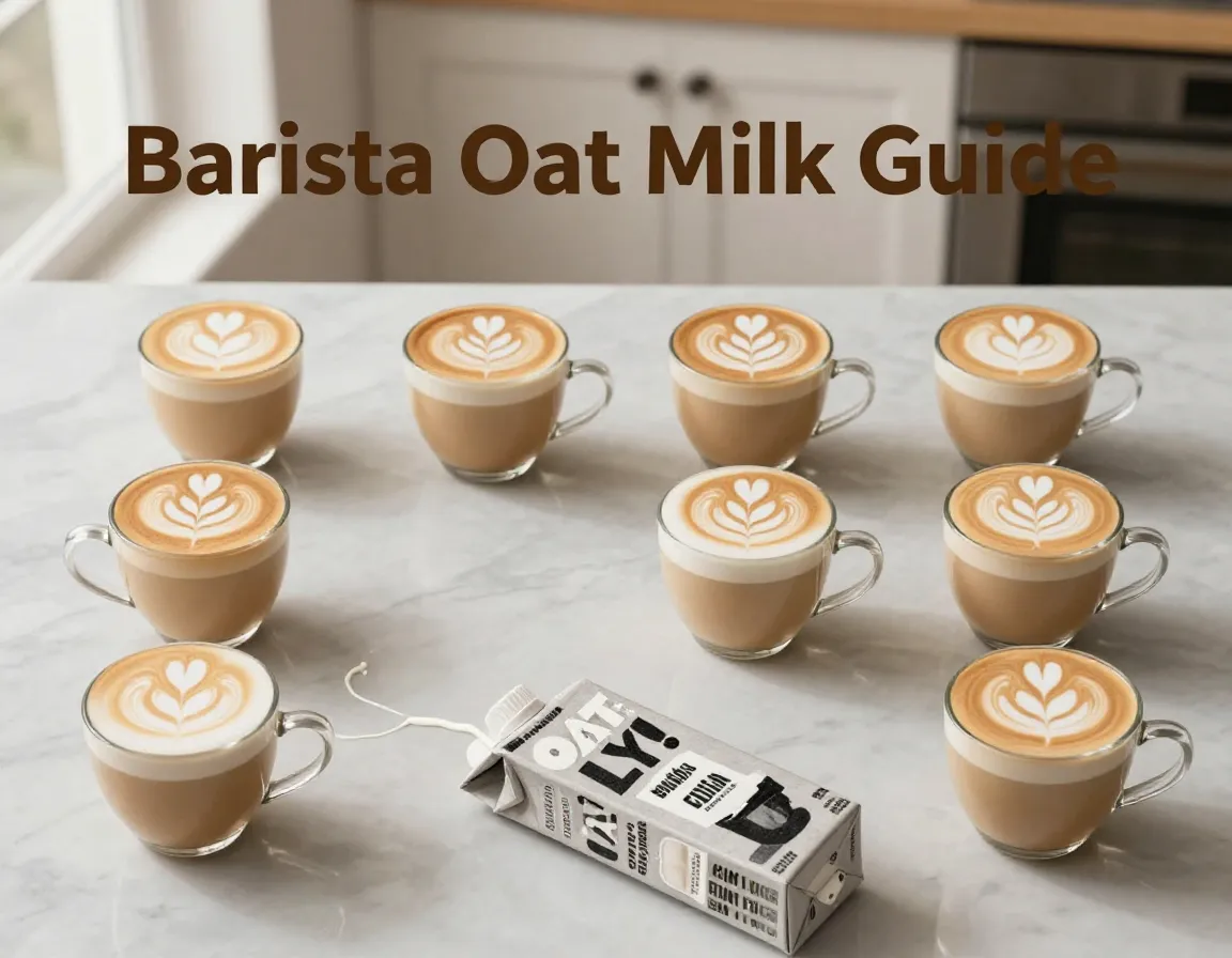Perfect frothed oat milk lattes flat lay grid test kitchen