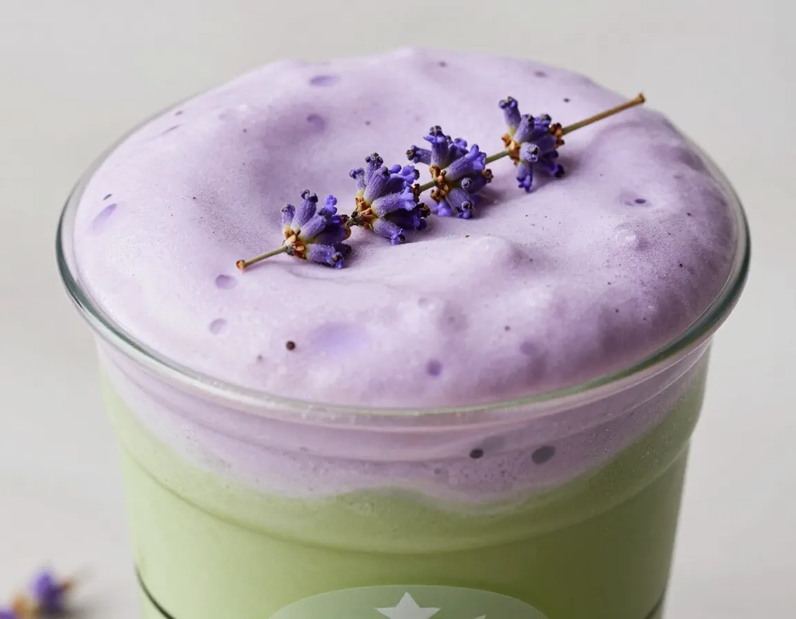 Iced lavender cream matcha floral cream foam