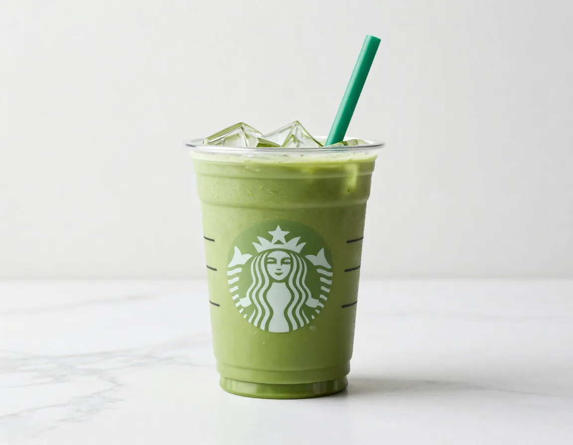 Traditional iced matcha latte simple green drink