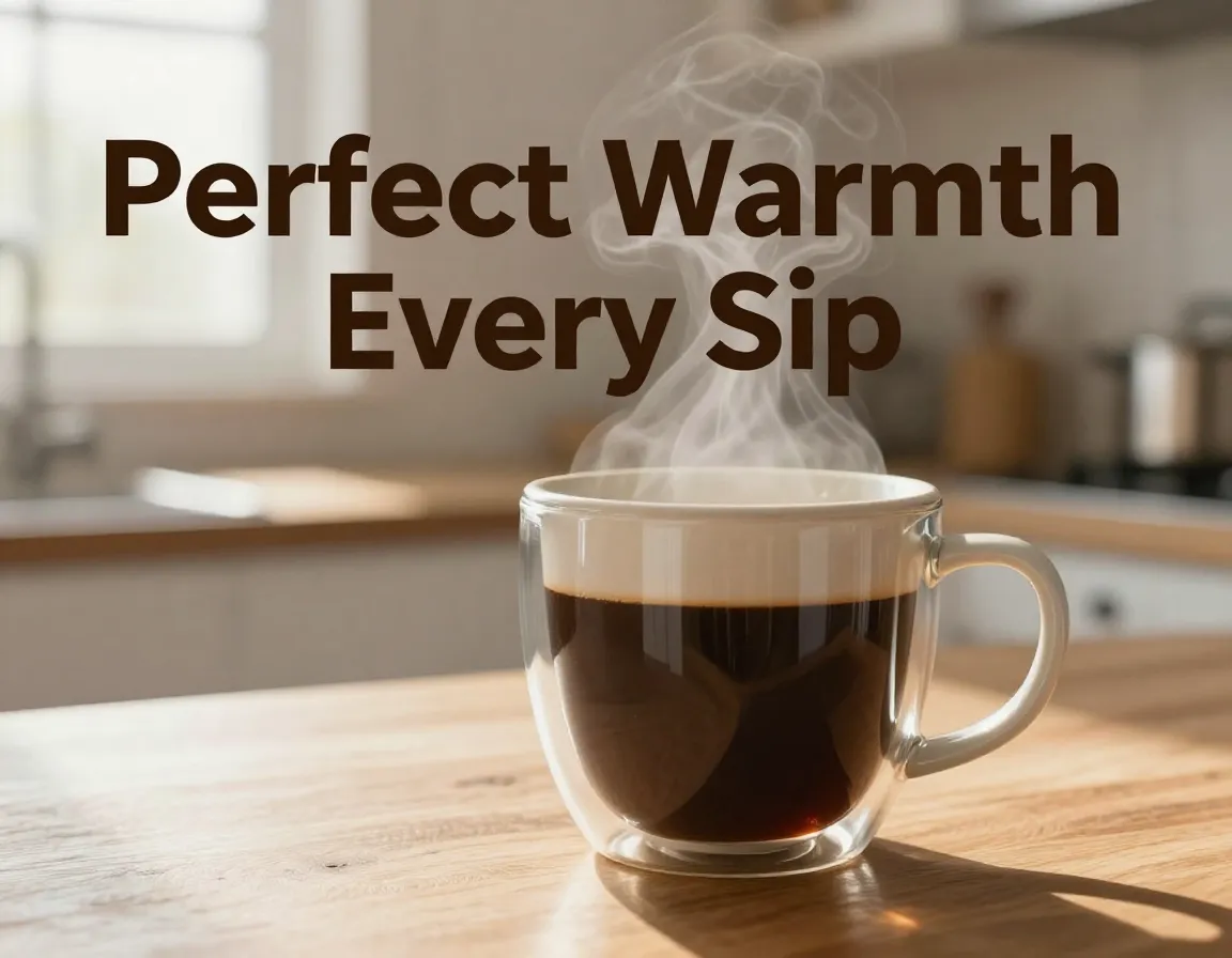 Double walled ceramic mug steam coffee warm morning light