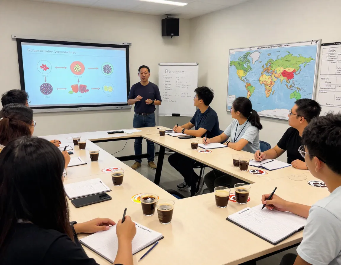 Introduction to coffee foundation module interactive workshop with visual aids