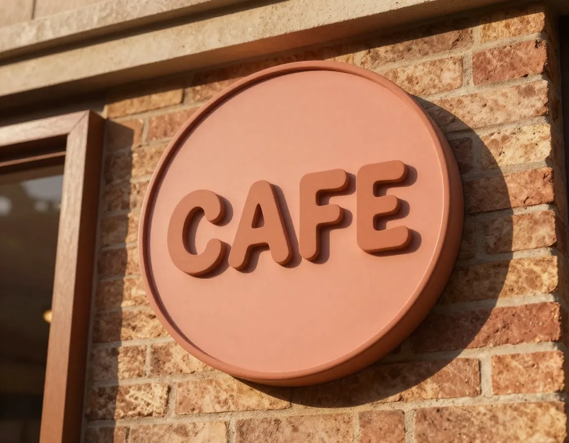 Warm inviting cafe logo with rounded letterforms and earthy clay color