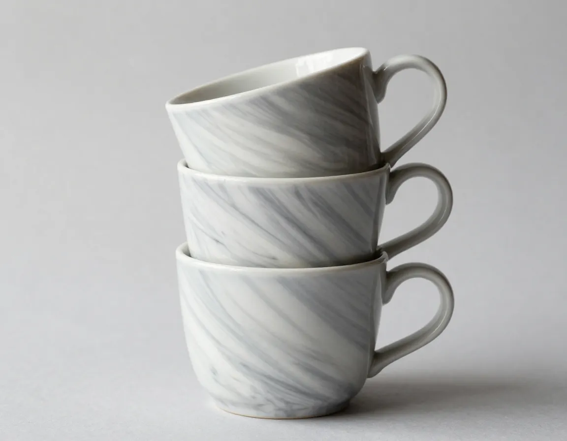 Smilatte m101 12 oz stackable marble patterned ceramic mugs