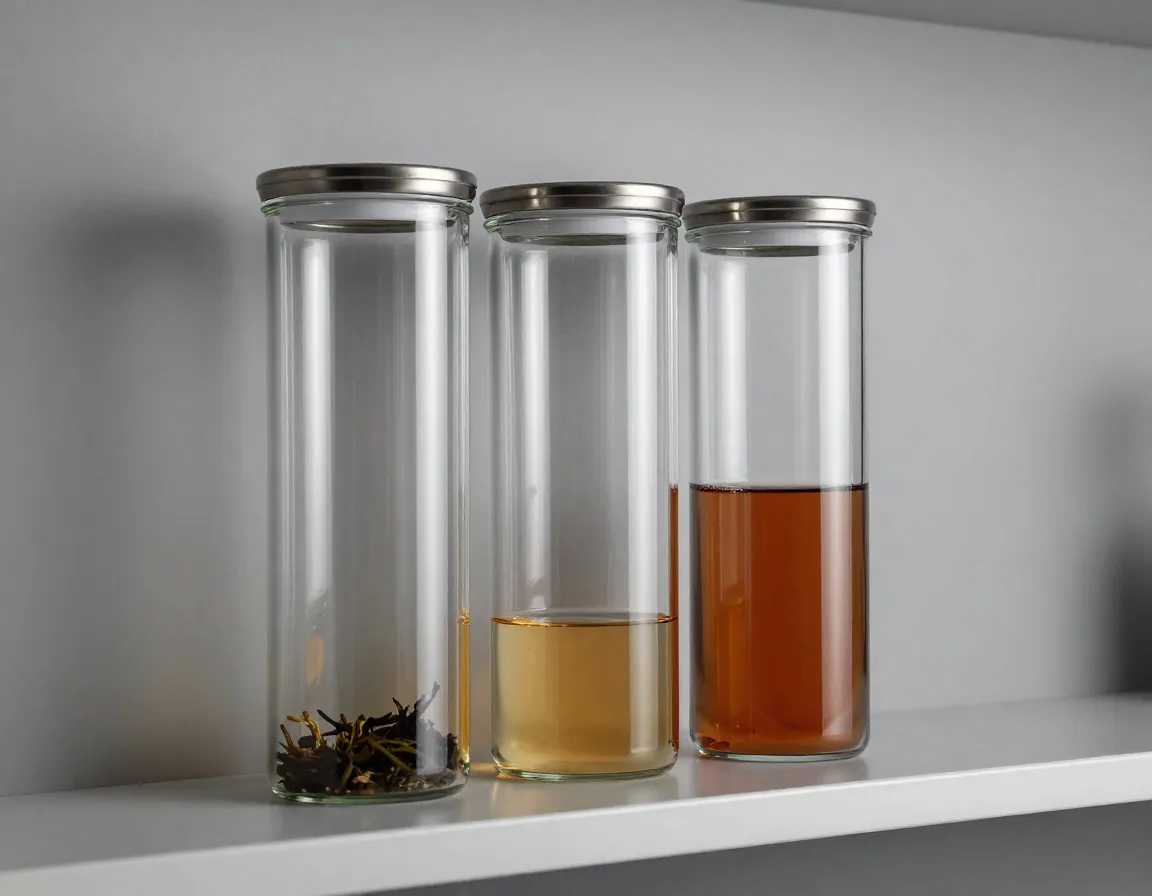 Sleek cylindrical glass canisters in a modern graduated set