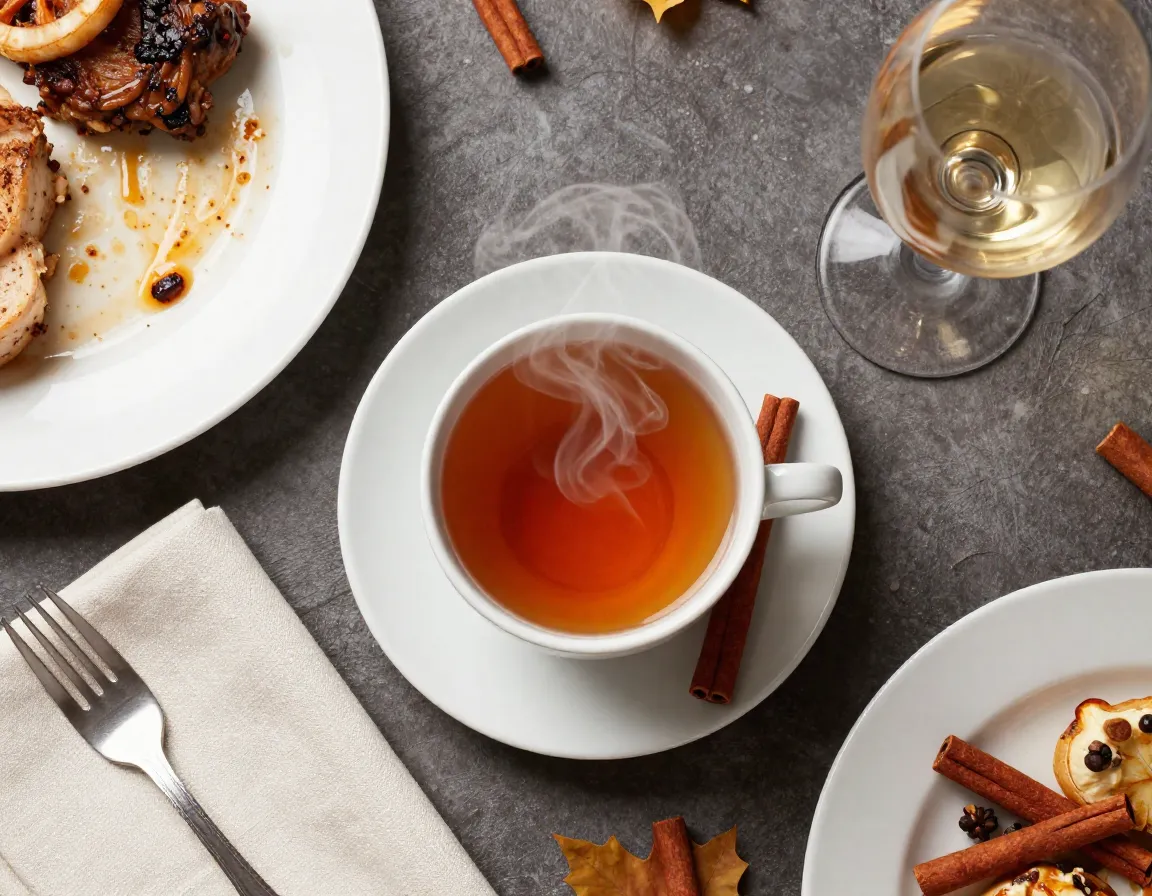 Digestive comfort gut health cinnamon tea post meal bloating holiday indulgence