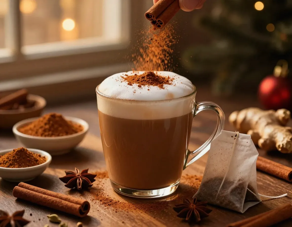 Spiced chai london fog fusion with cinnamon and cardamom