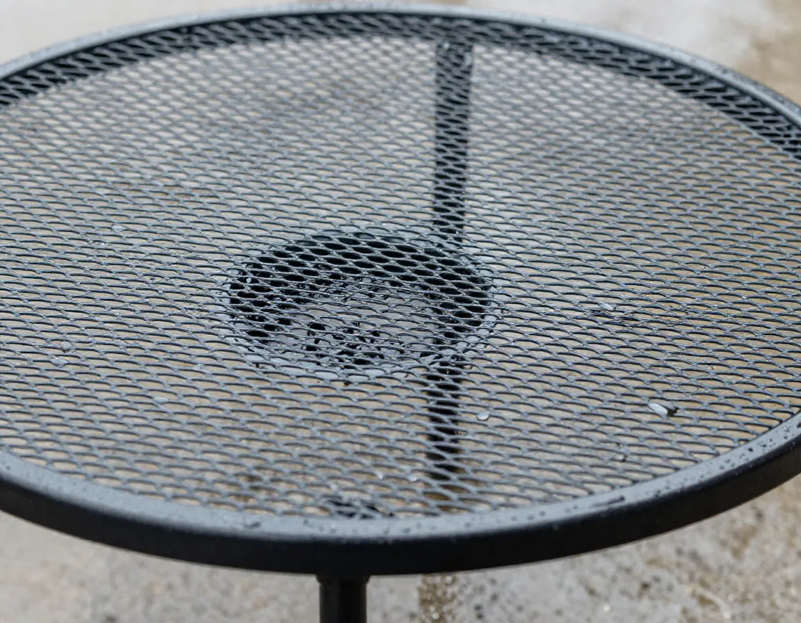 Mesh metal round coffee table with excellent drainage after rain