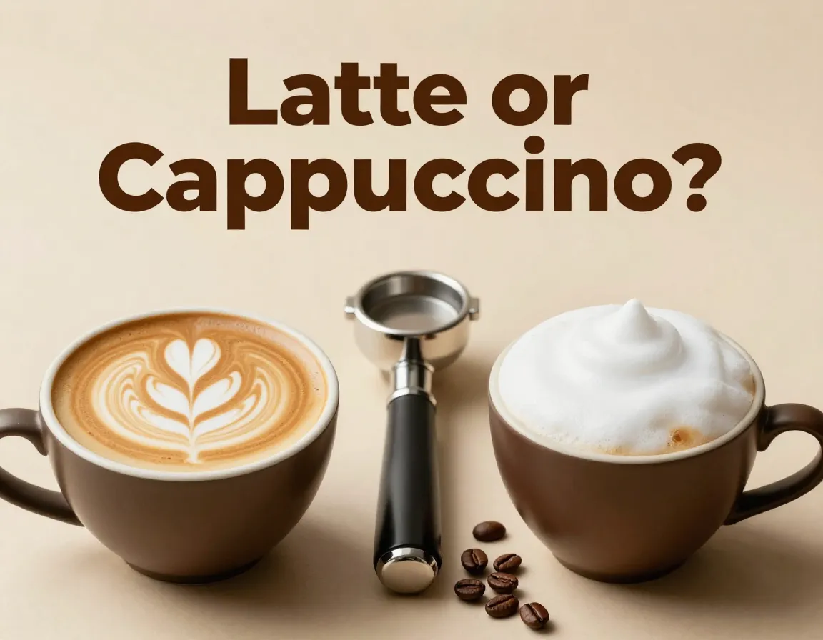 Latte cappuccino comparison top down foam texture espresso portafilter