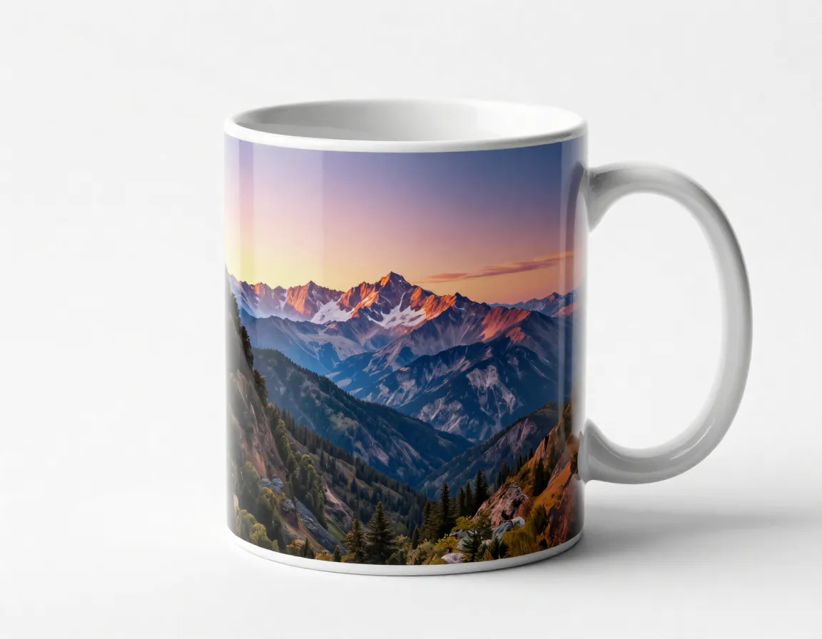 Full color dye sublimation landscape photography wrapped ceramic mug