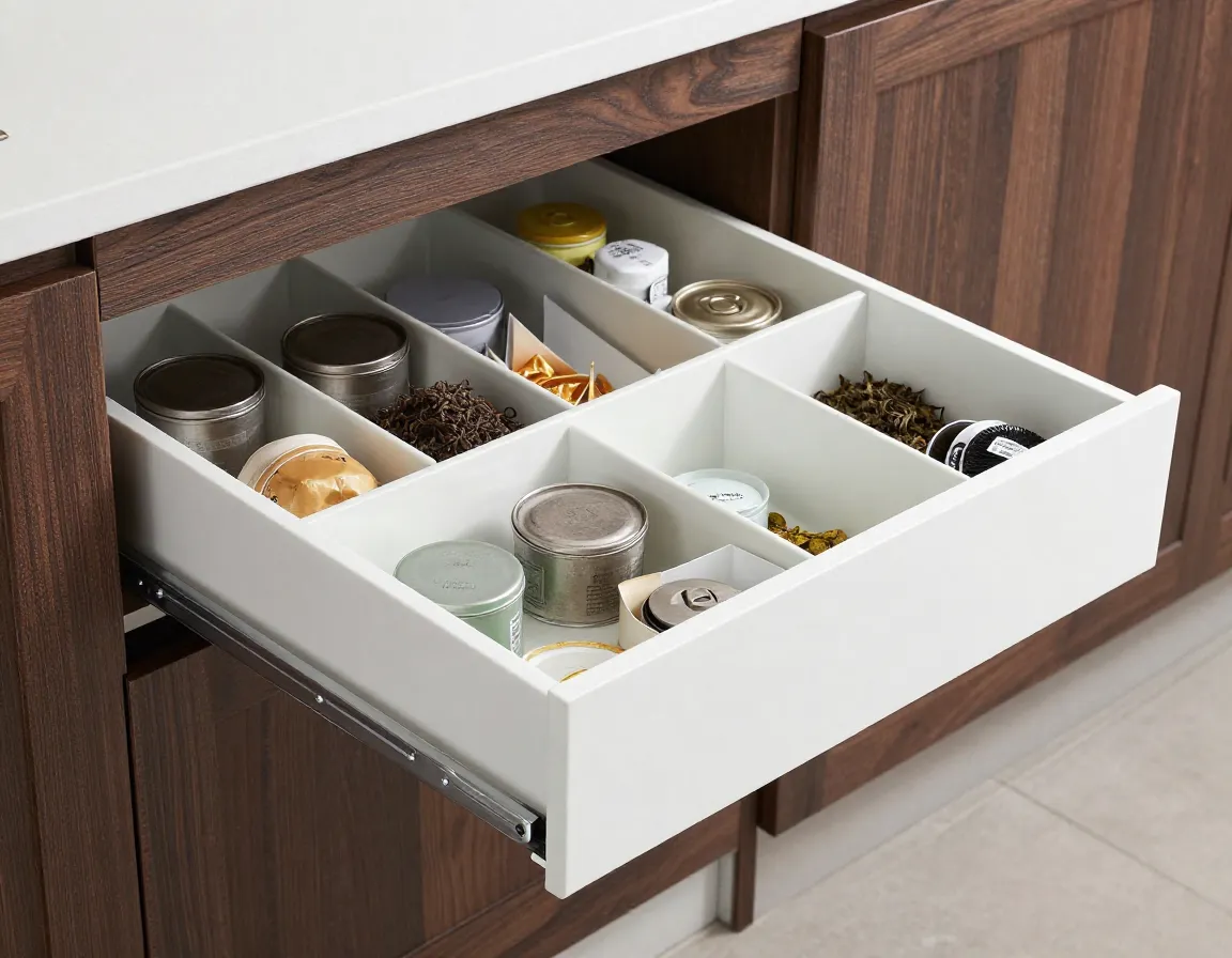 Pull out sliding drawer system retrofitted in a kitchen cabinet