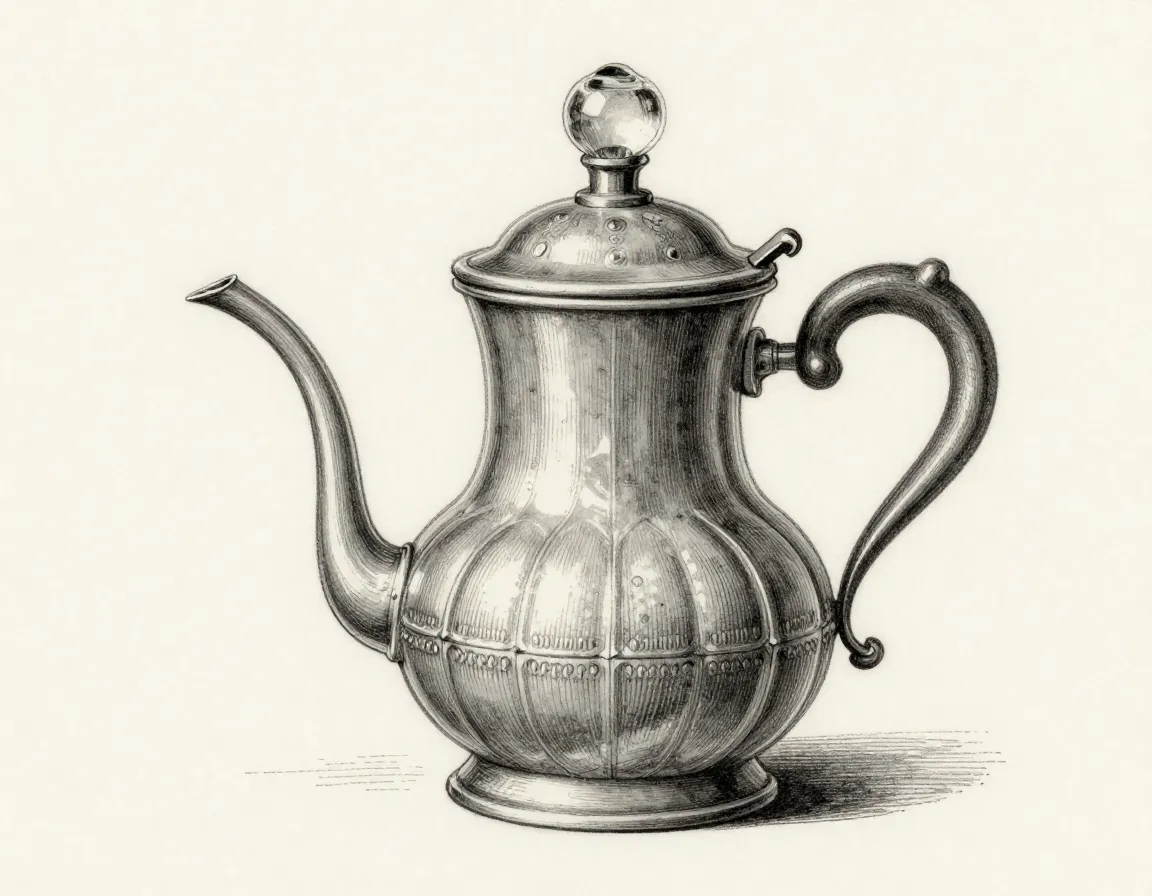 Bulbous vintage coffee percolator with spout glass knob