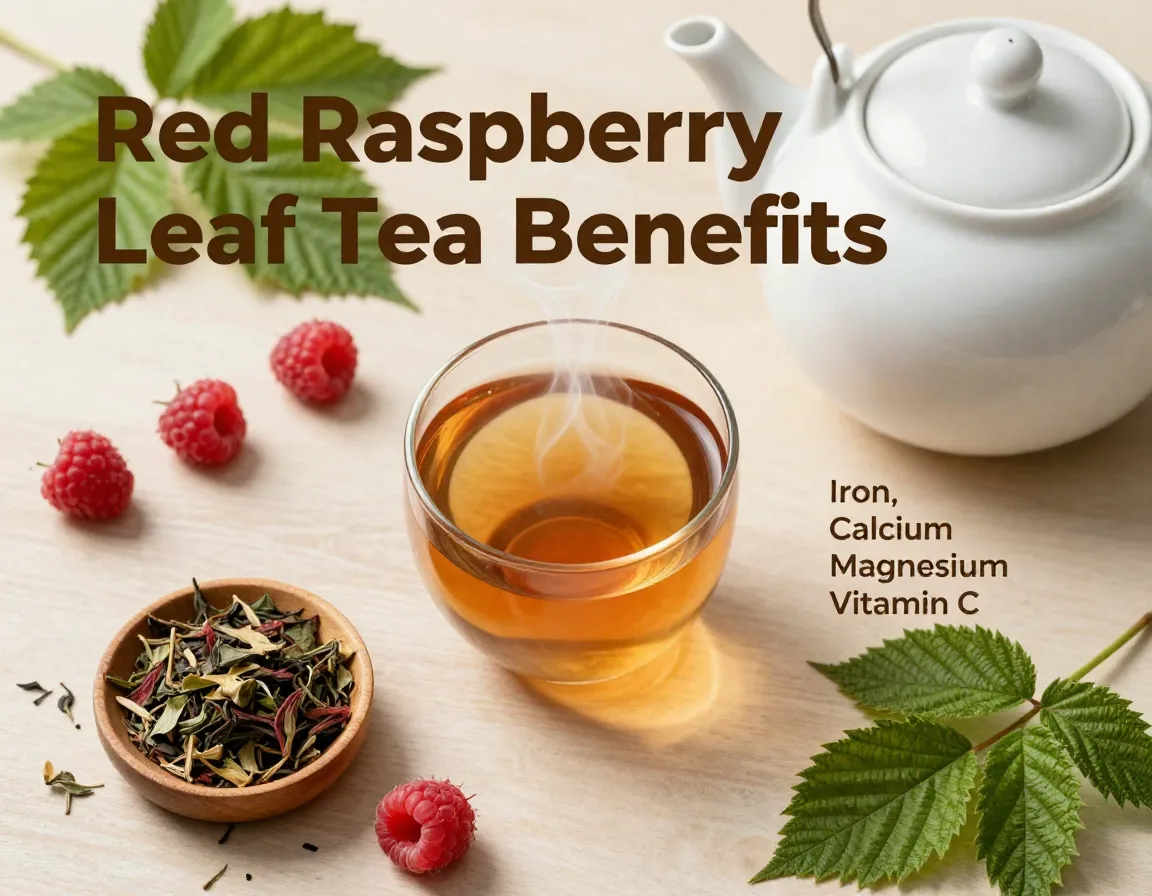 Teapot tea raspberries leaves wellness women health herbal remedy