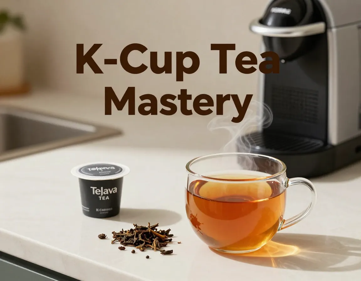 Top down keurig tea pod steaming mug morning comfort