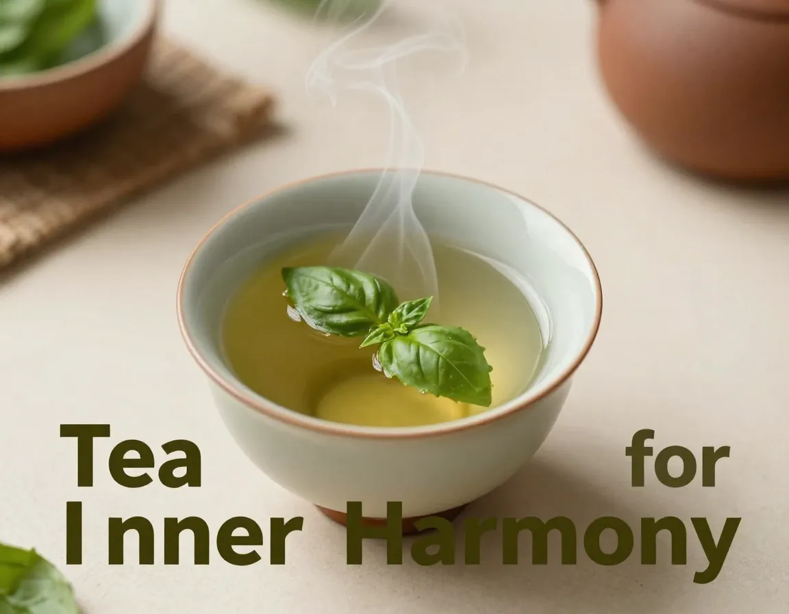 Tulsi tea cup basil leaf morning wellness ritual harmony