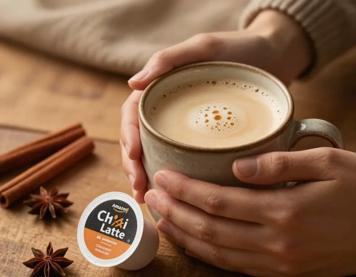 Creamy chai latte with sweet spices in cozy mug