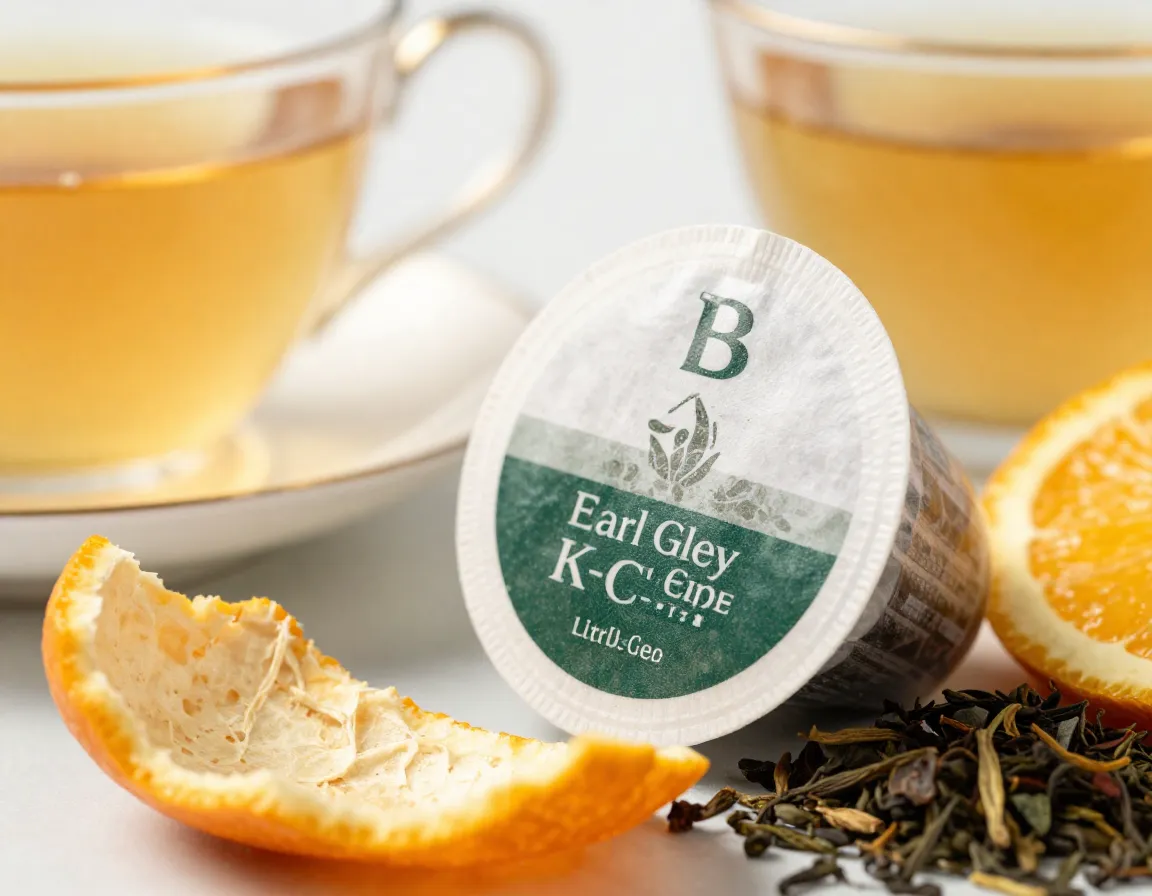 Aromatic earl grey tea pod with bergamot citrus peel