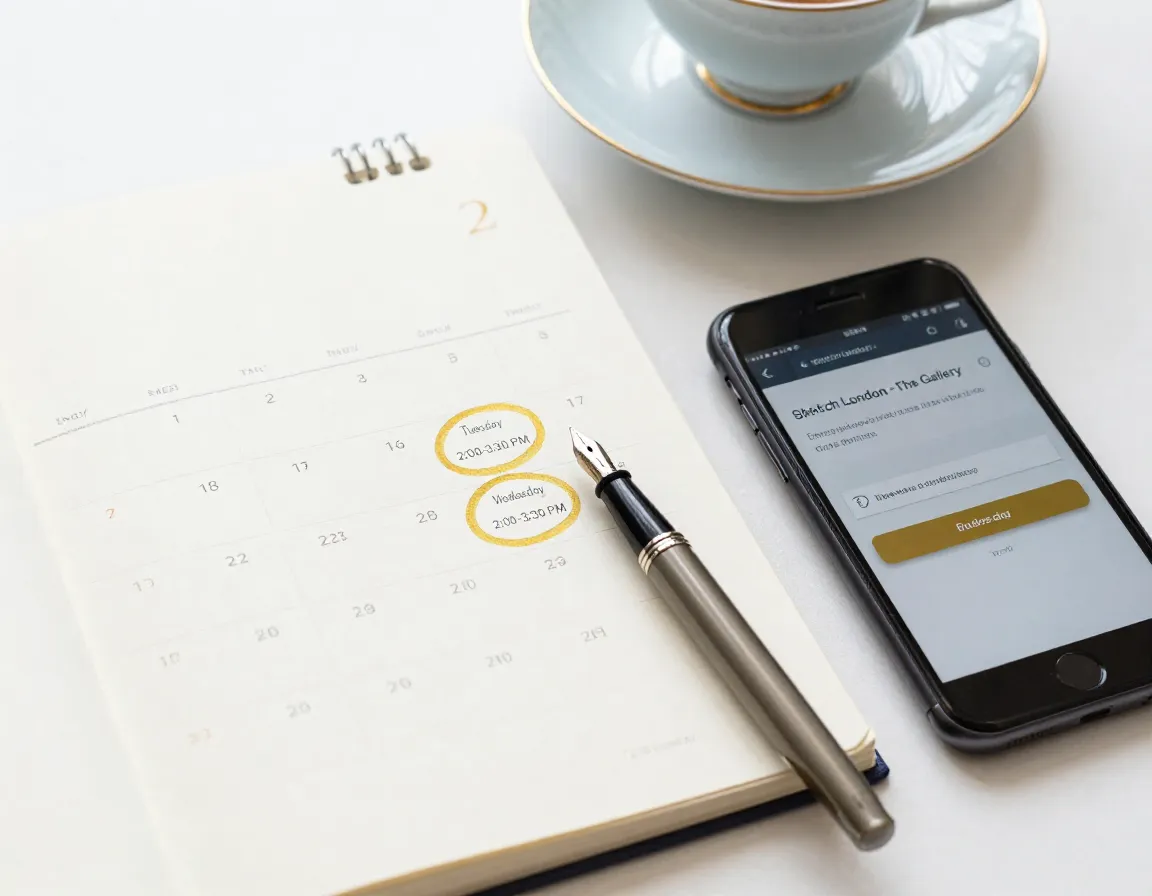 Weekday afternoon tea reservation calendar with popular time slots highlighted