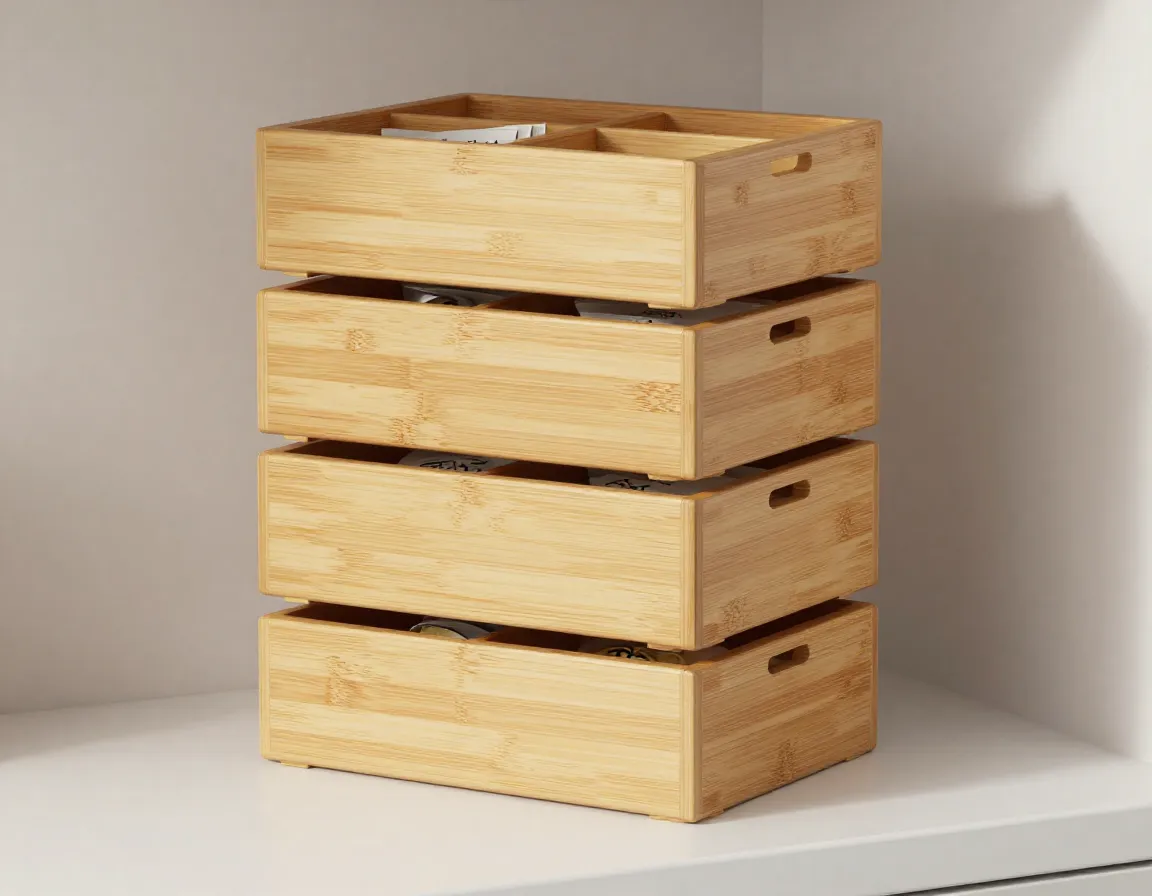 Modular bamboo stacking system units vertically arranged