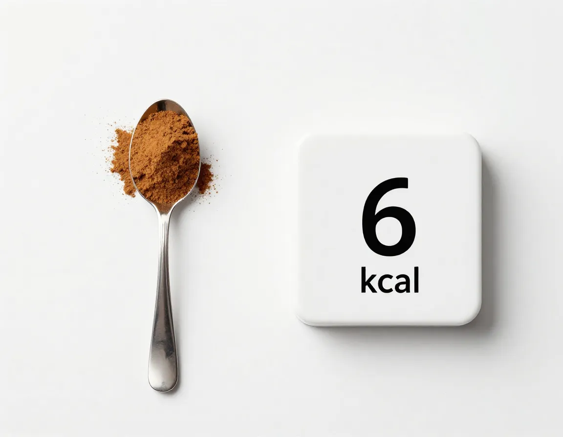 Teaspoon of cinnamon next to simple calorie count