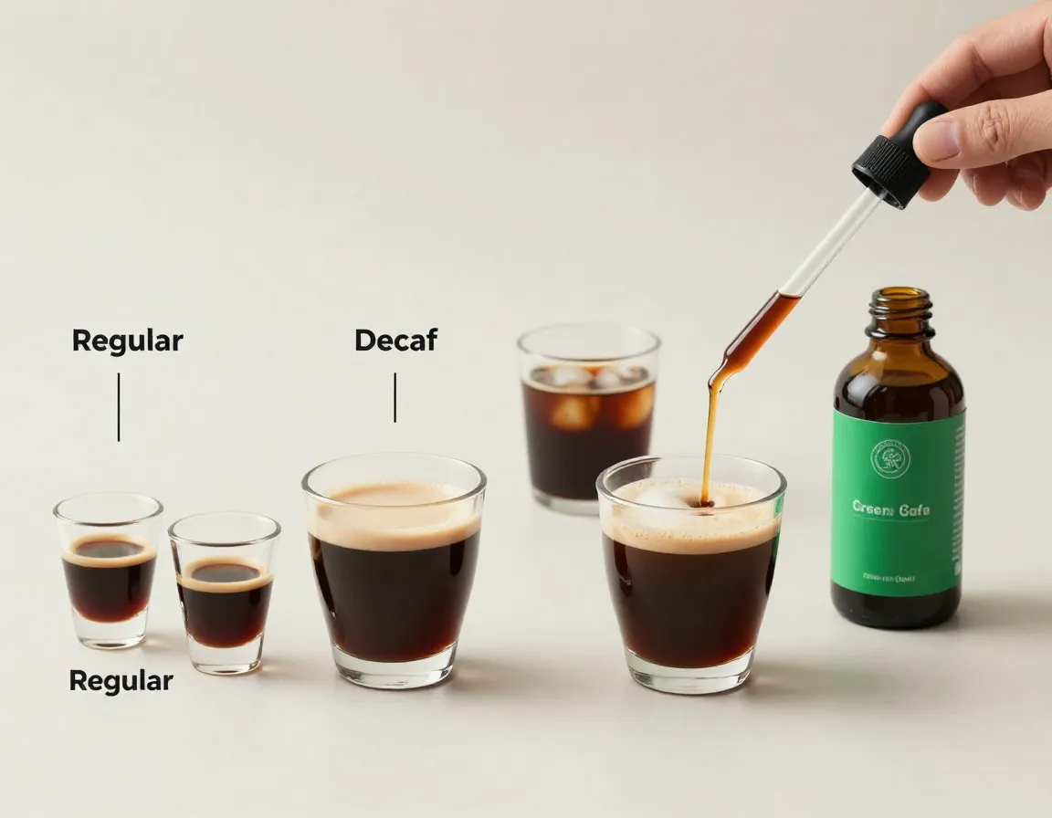 Caffeine customization with coffee shots and green extract