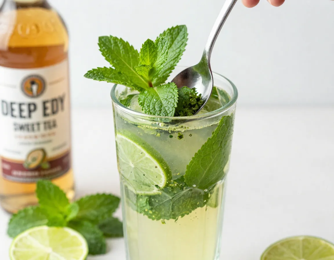 The moji tea cocktail muddled with fresh mint and lime