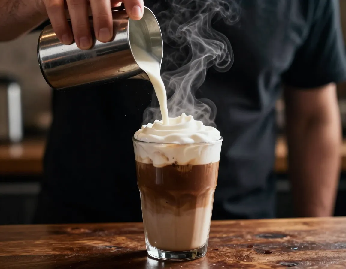 Temperature layers in a mocha with hot and cold elements