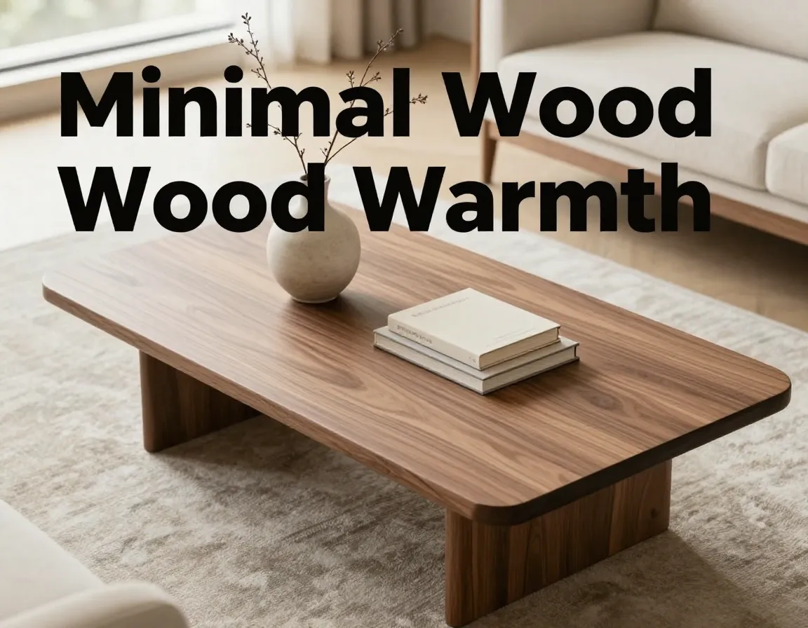 Walnut soft rectangle coffee table minimalist living room overhead