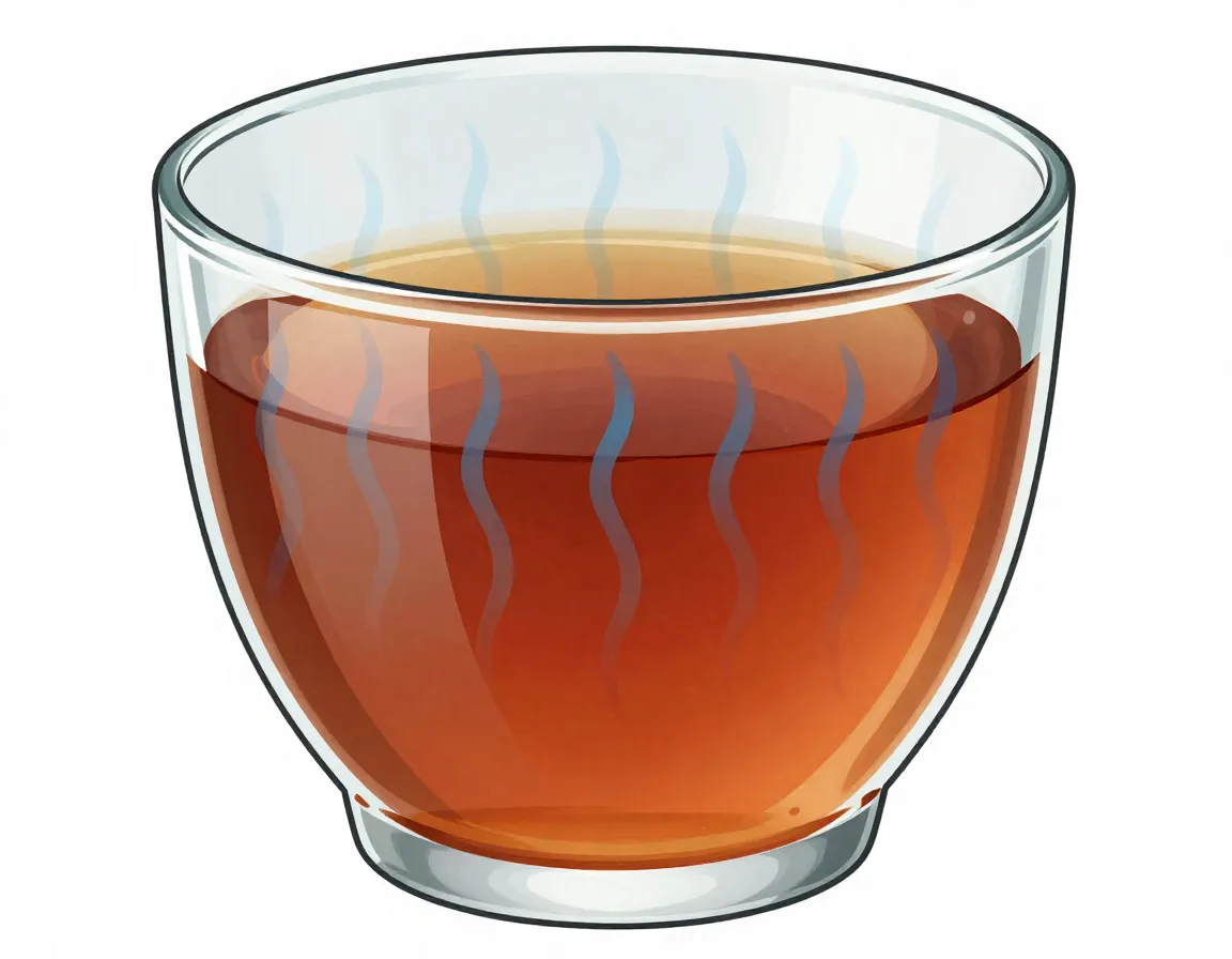 Consistent heat distribution in glass cup with tea