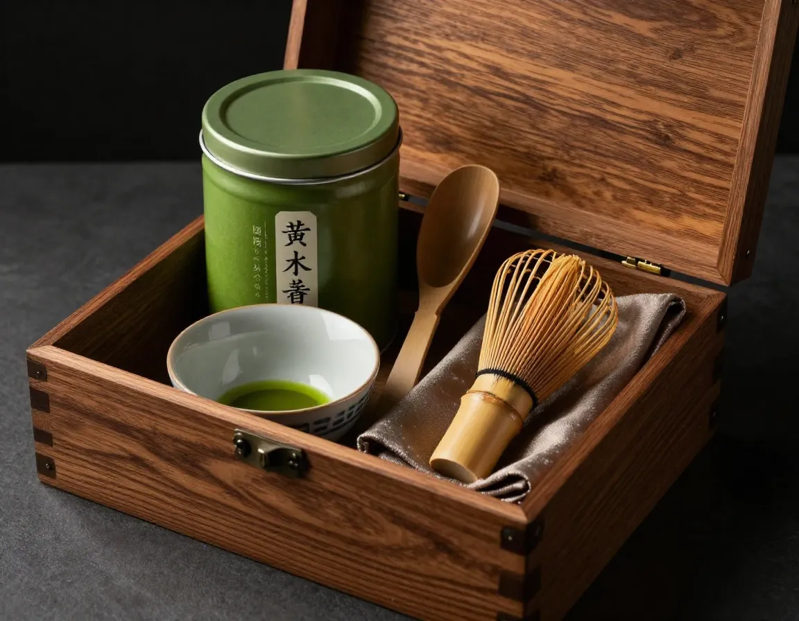 Premium ceremonial matcha collection in elegant wooden box