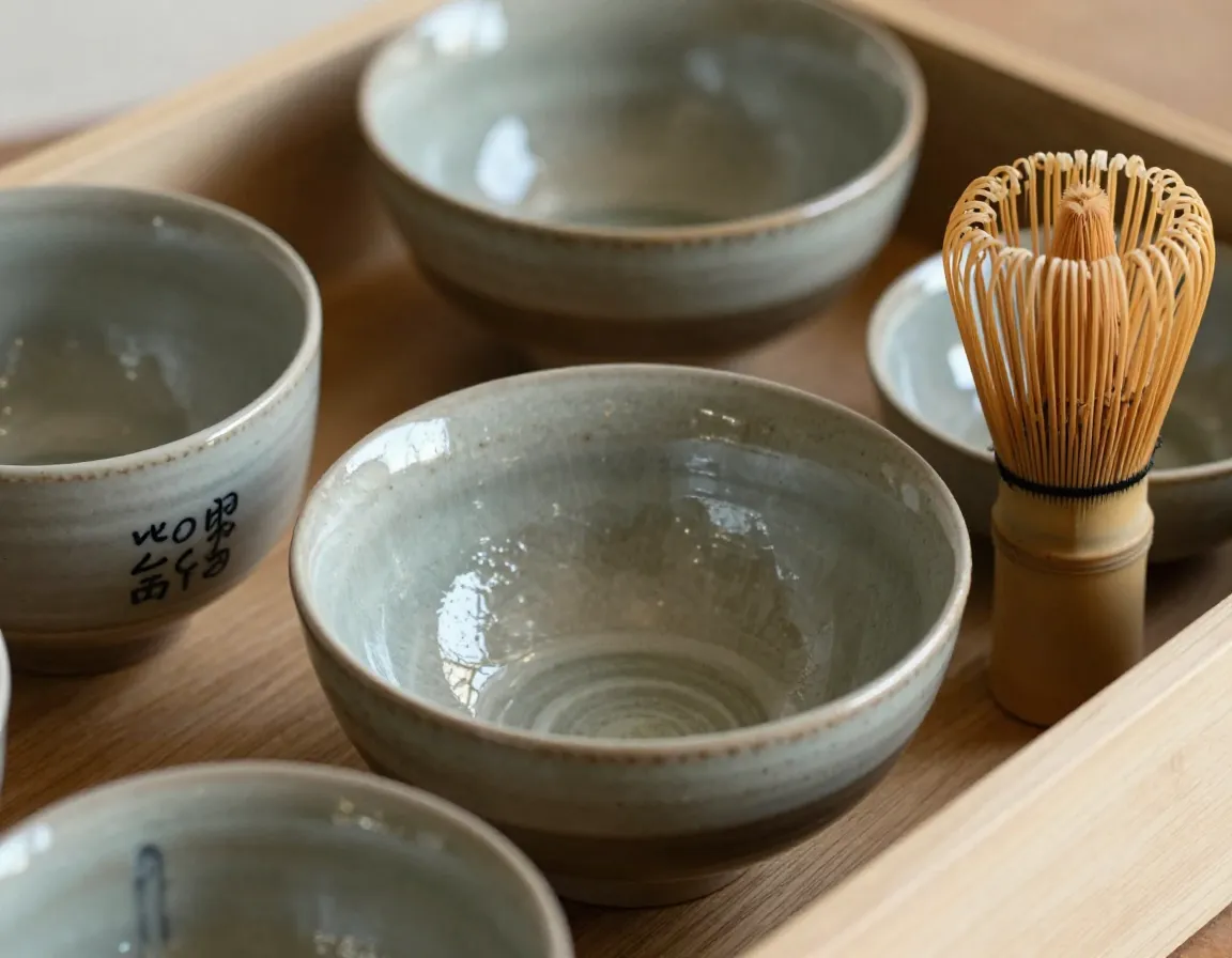 Unique artisan matcha set with handmade ceramic bowl