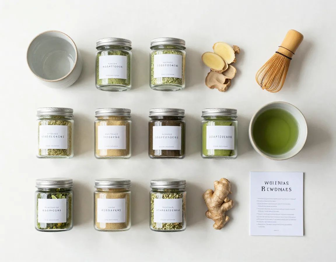 Wellness focused matcha collection with adaptogenic ingredients