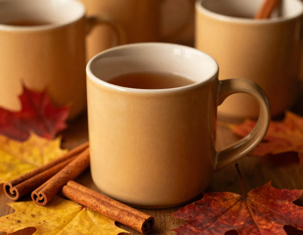 Seasonal celebration display fall warm toned mug with cinnamon