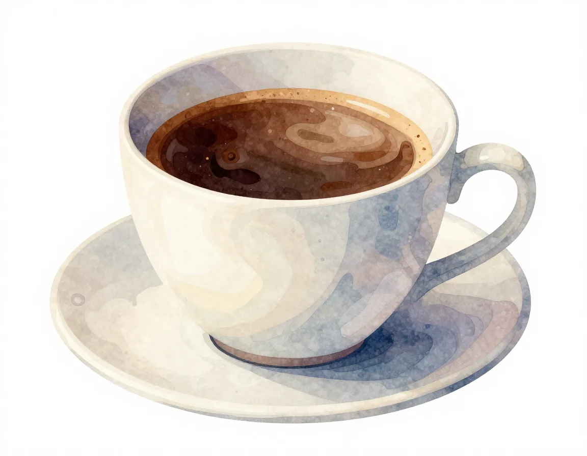 Watercolor style vector coffee cup soft blended transitions