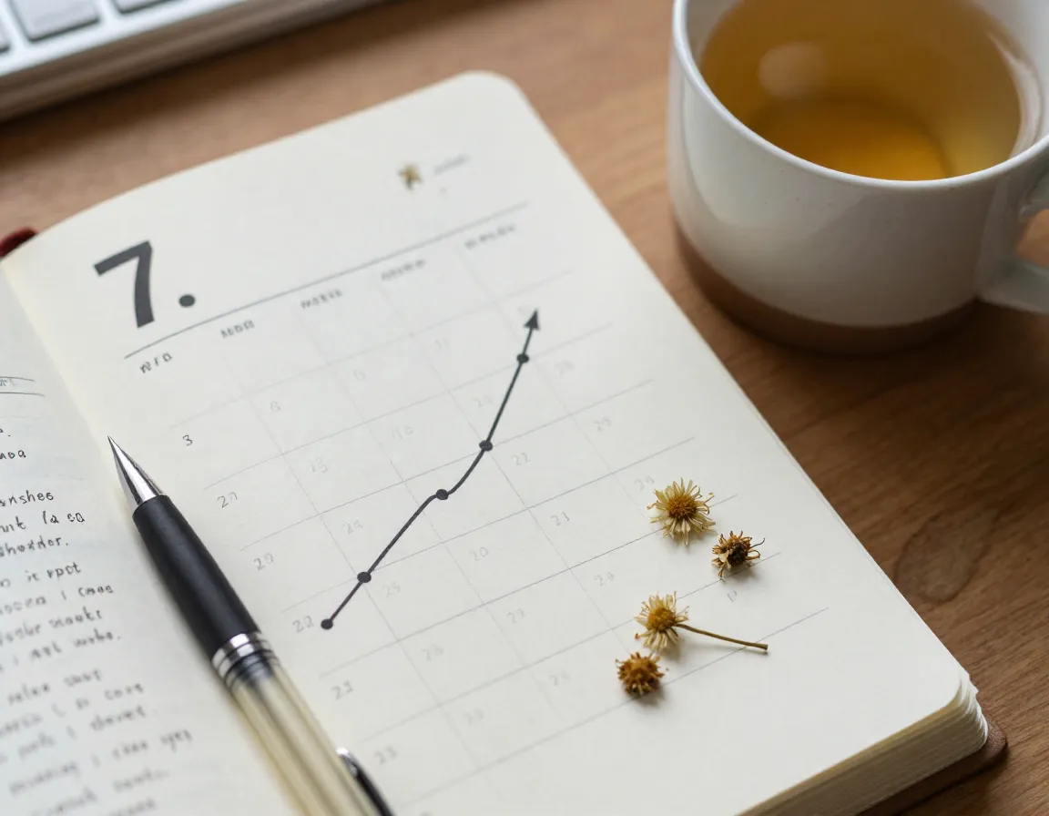 Weekly calendar showing improved sleep patterns tracked over consecutive nights