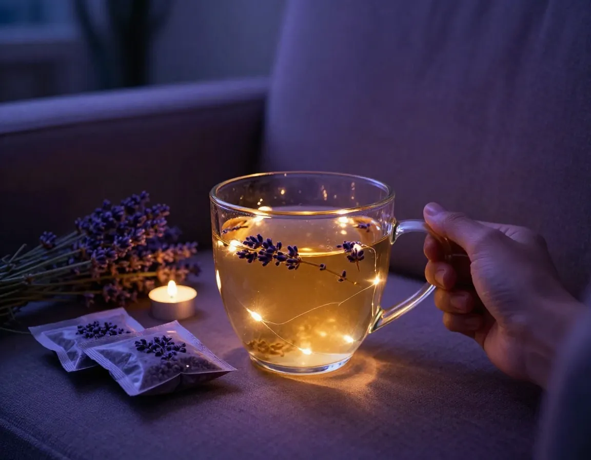 Evening wind down large mug with soft lights and lavender