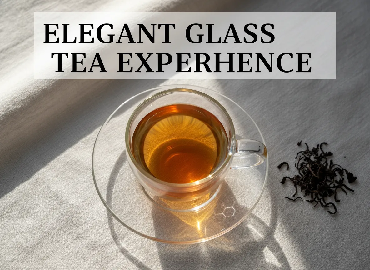 Clear glass teacup saucer sunlight flat lay afternoon ritual