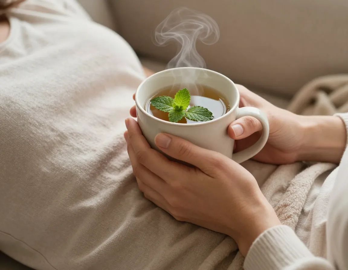 Powerful digestive system support peppermint tea relieving stomach discomfort