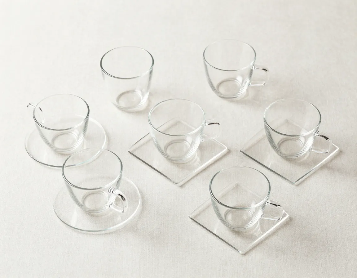 Scandinavian minimalist geometric glass tea set