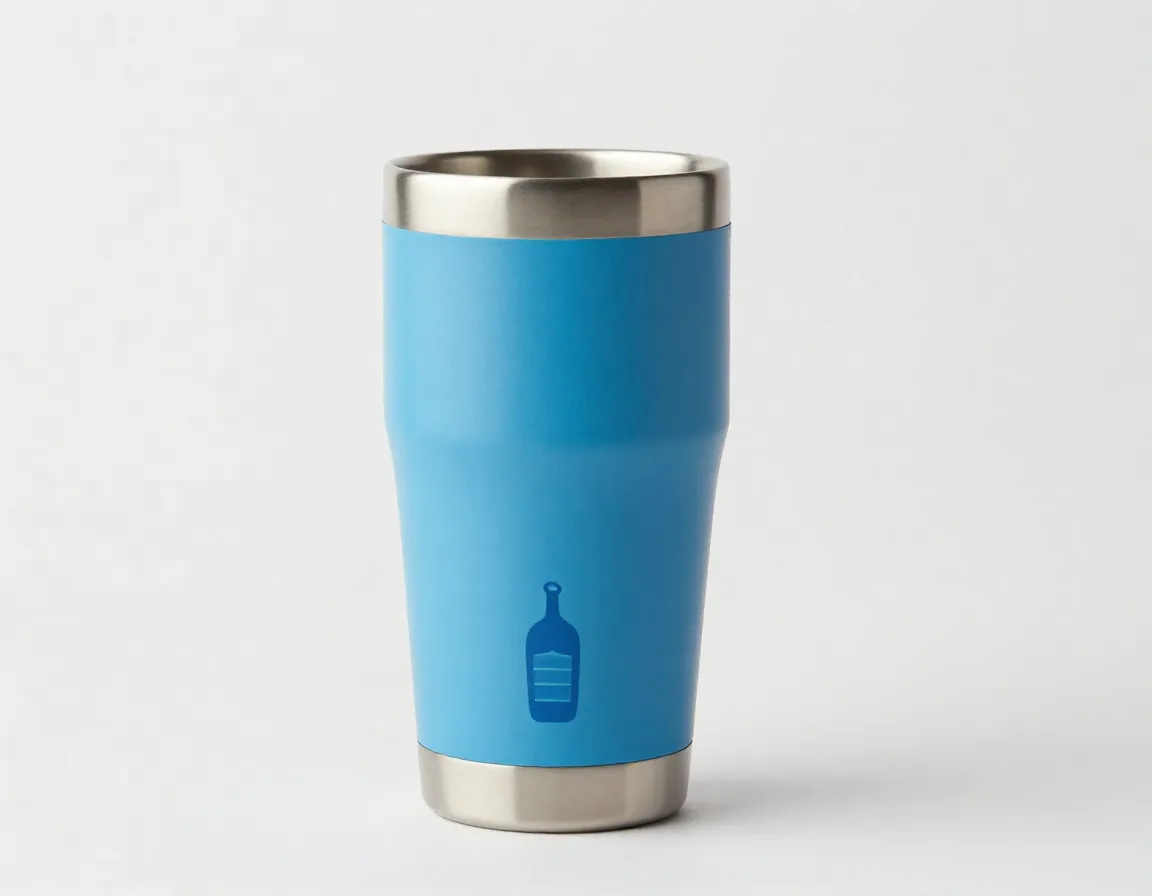 Pristine blue bottle stainless steel travel mug after years of use