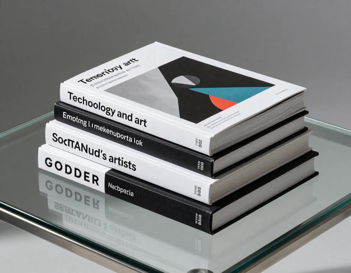 A stack of three contemporary art books exploring technology social media and emerging artists