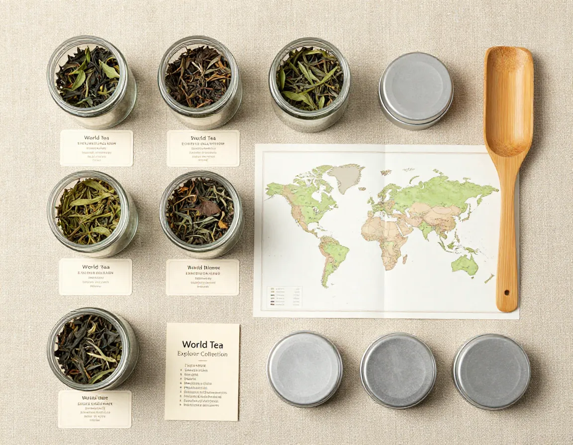 World tea explorer collection premium loose leaf variety map scoop tins