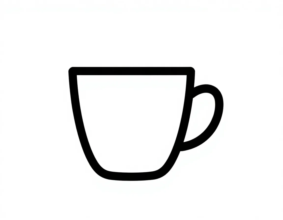 Simple single line art coffee cup icon with negative space