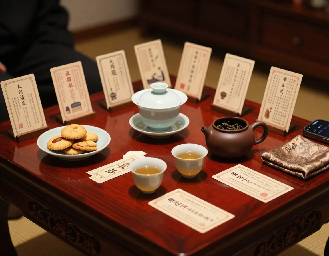 Cultural heritage tea journey gaiwan ceremony teas historical cards treats