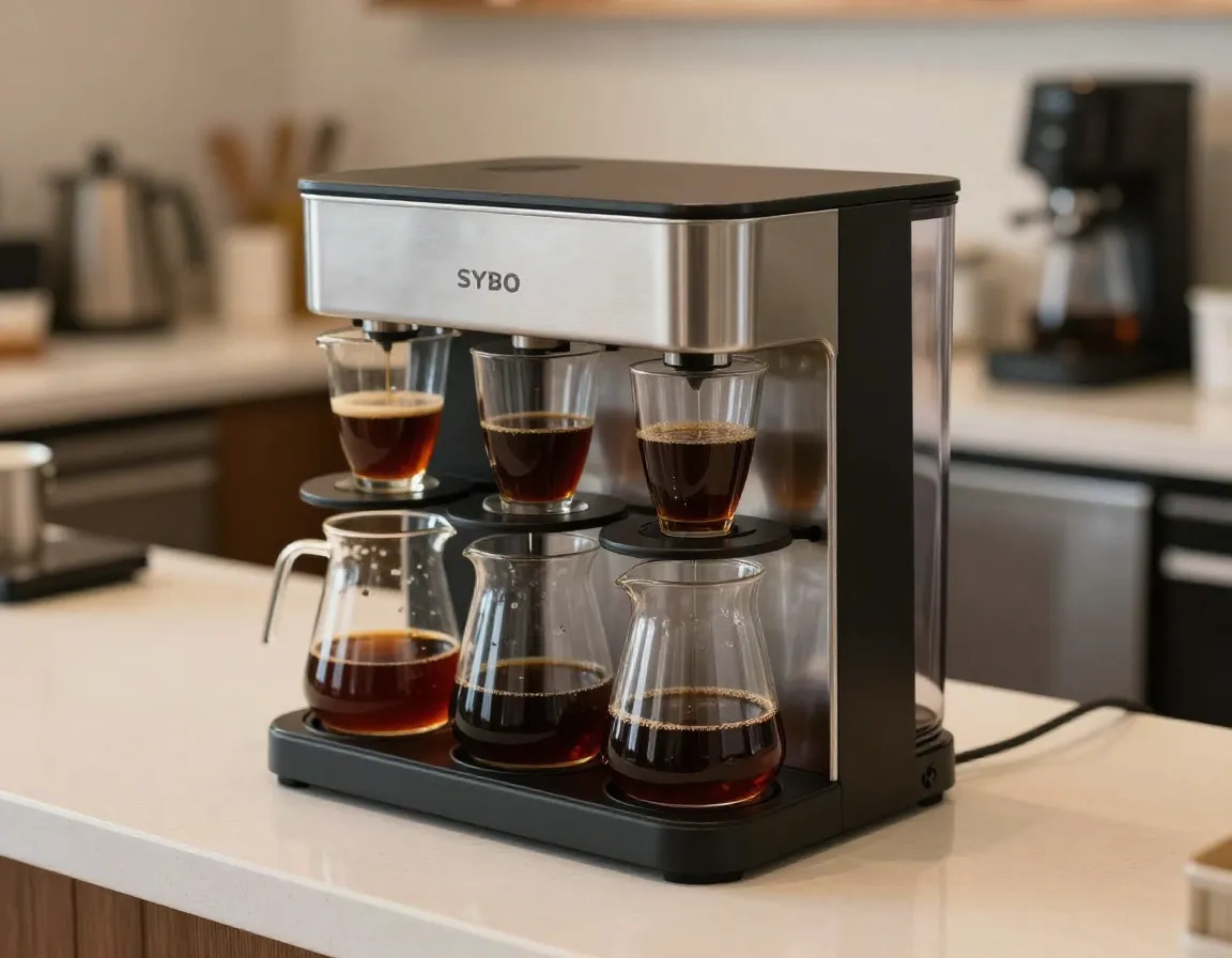Sybo 12 cup pour over coffee maker with three glass decanters