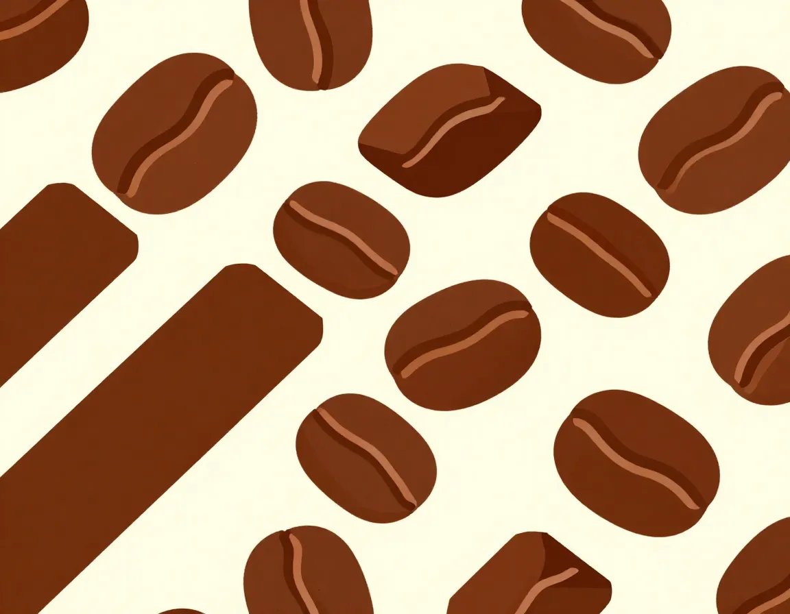 Modern geometric pattern of angular coffee beans and bold colors
