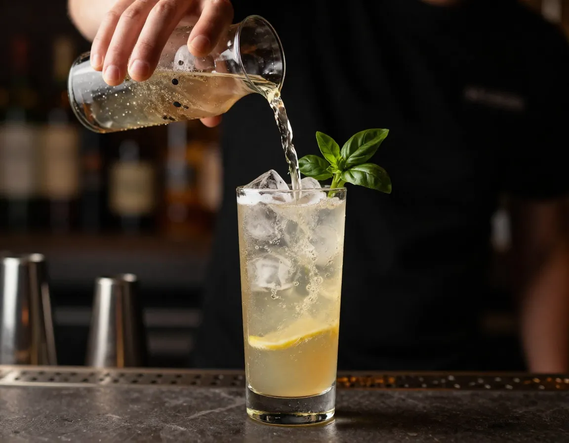 Sophisticated sun cruiser lemonade cocktail with soda