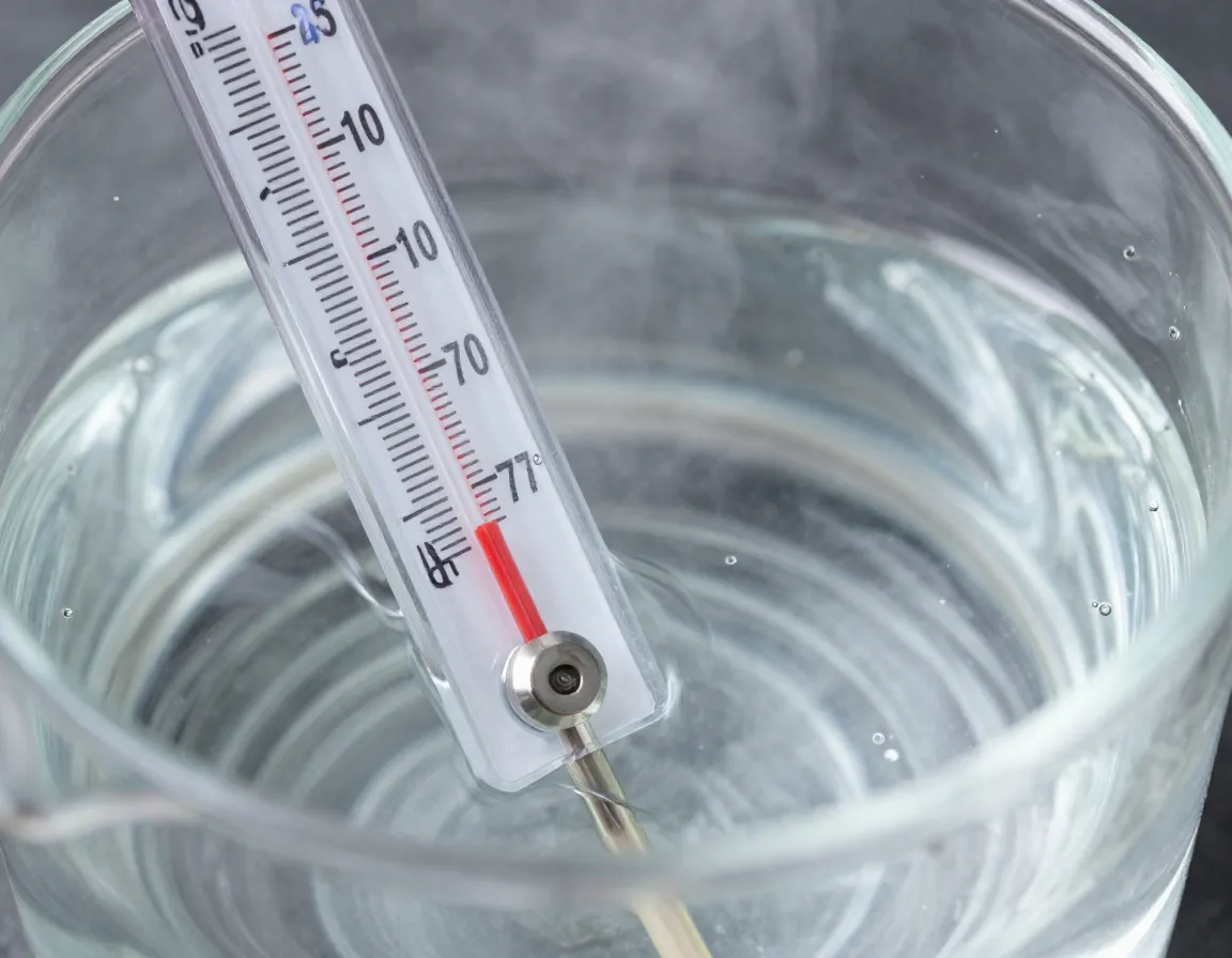 Thermometer showing exact water temperature of one hundred seventy degrees