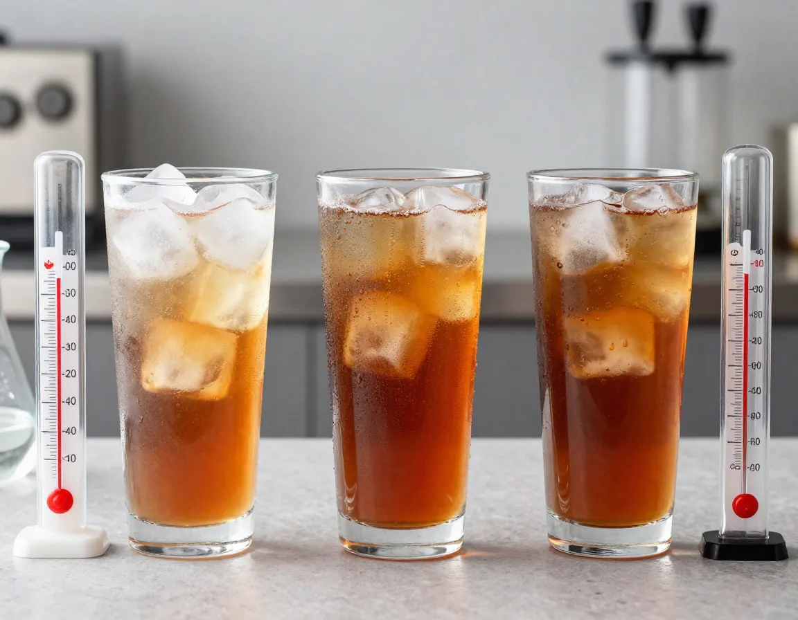 Temperature comparison of sun cruiser iced tea servings