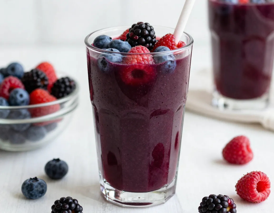 Berry medley morning boost antioxidant rich deep purple drink