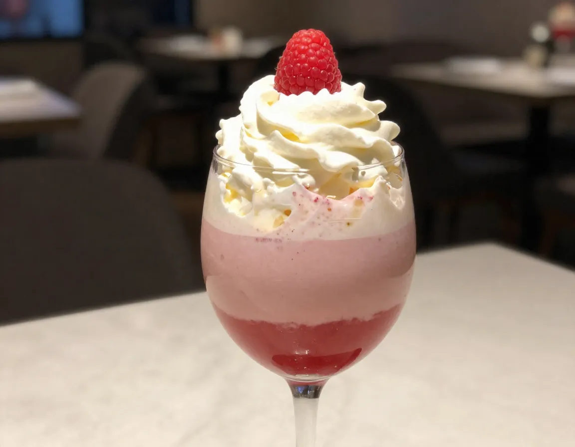 Dessert inspired raspberry cream with vanilla and whipped cream